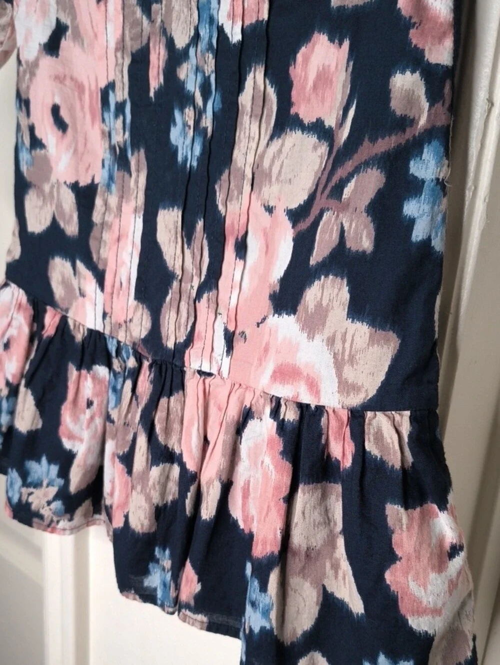 The Childrens Place Girls' Navy Floral Peplum Top - Pink & Blue